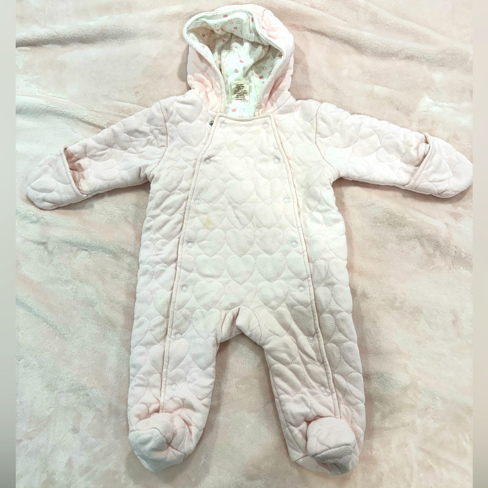 First Wish baby pink footed jumpsuit pram